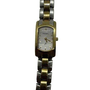 Fossil F2 Women's Watch Silver Gold Two Tone ES-9520 All Stainless Steel WR100Ft